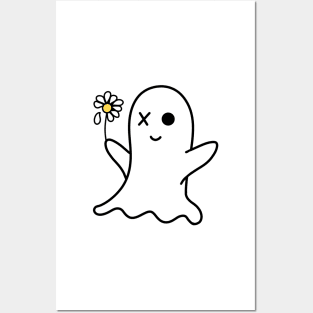 Ghost Holding Daisy Posters and Art